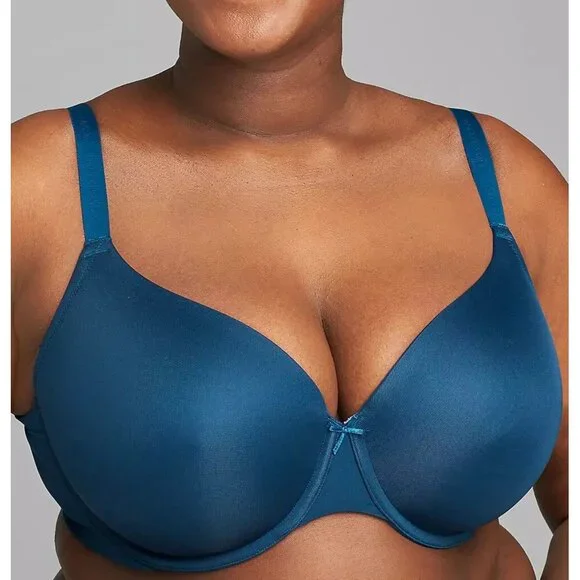 Cacique Size 46DD So Light Lightly Lined T-Shirt Bra Poseidon Teal Blue Wired - Picture 1 of 15